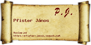 Pfister János névjegykártya